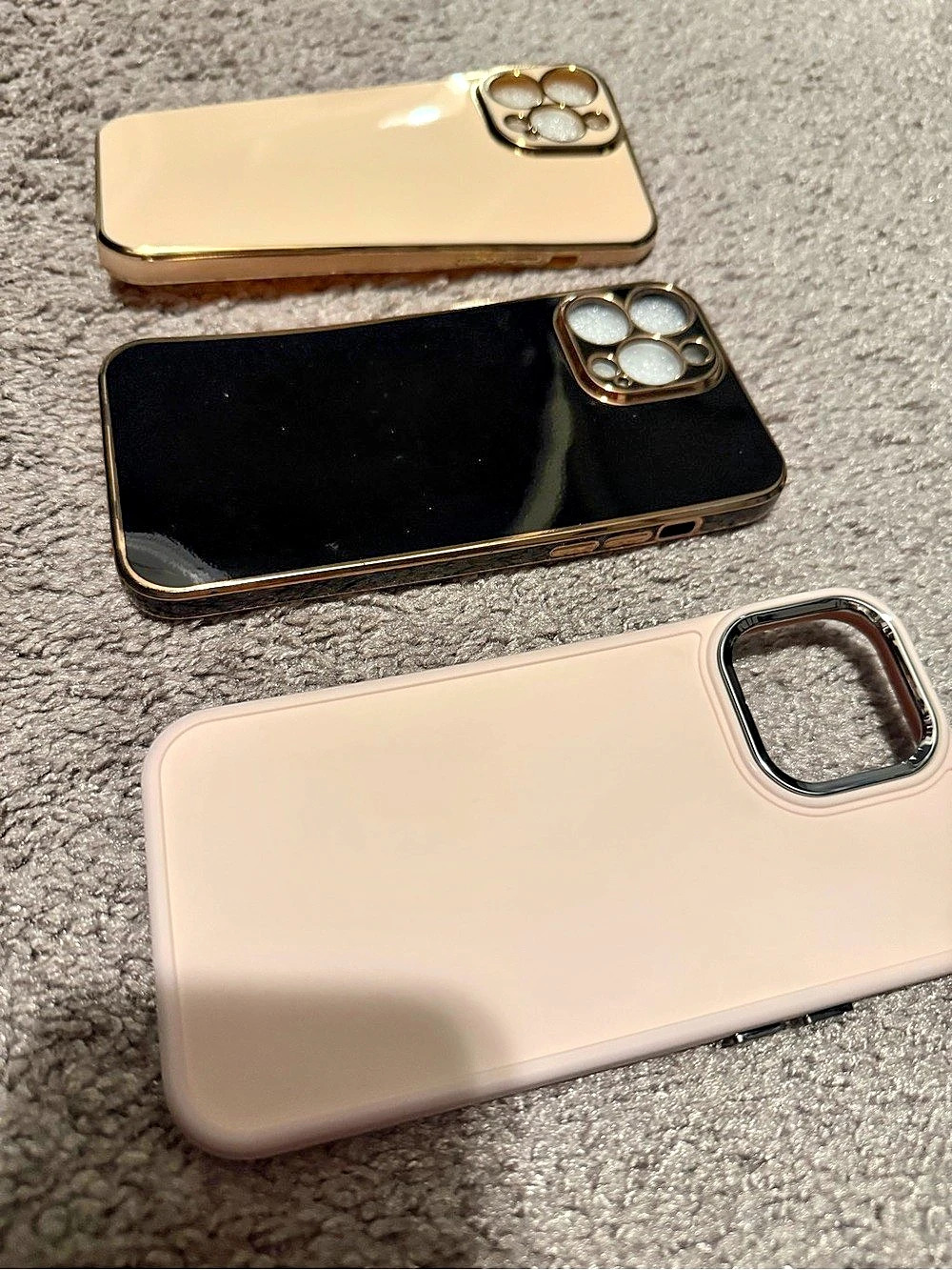 3-Piece Phone Case Set in Pink, Black & Cream (13 Pro Max)